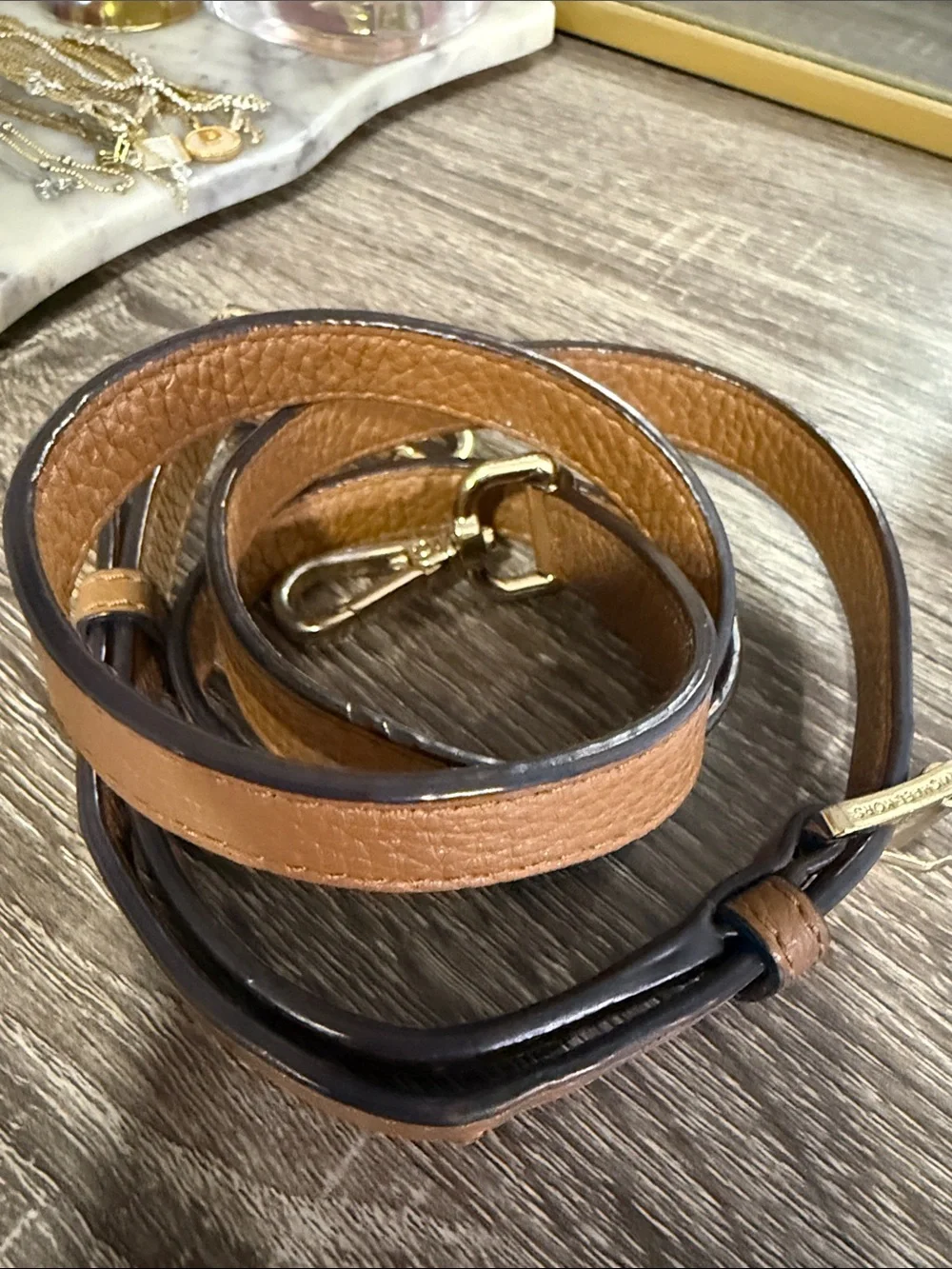 Michael Kors 2010s Cognac Pebbled Leather Shoulder Bag with Gold Hardware